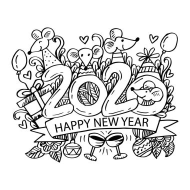 Sembol karalaması Çin mutlu yeni yıl 2020