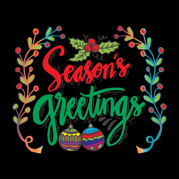 Seasons Cumprimentos Mão Lettering Caligrafia — Vetor de Stock