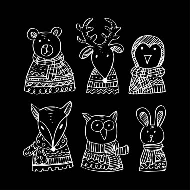  Kış Hayvanları ile kusursuz bir desen oluştur.