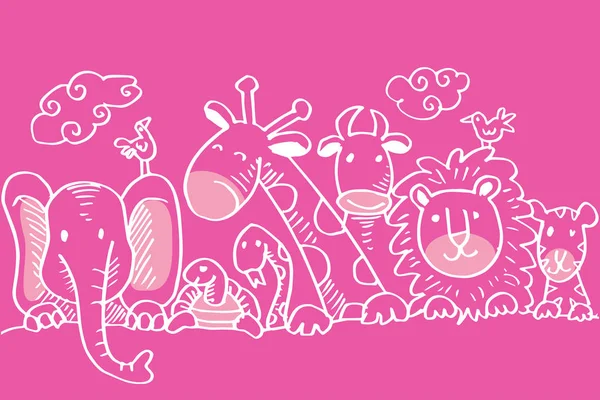 Készlet Rajzfilm Illusztráció Aranyos Állatok — Stock Vector