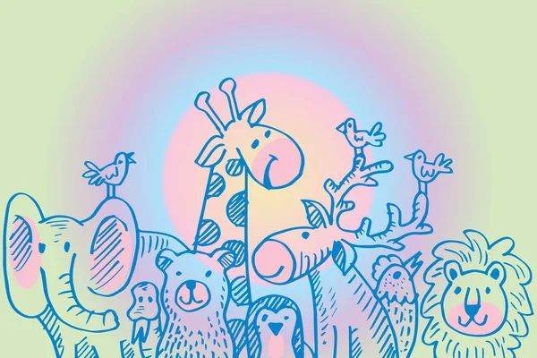 かわいい動物と漫画のイラストのセット — ストックベクタ