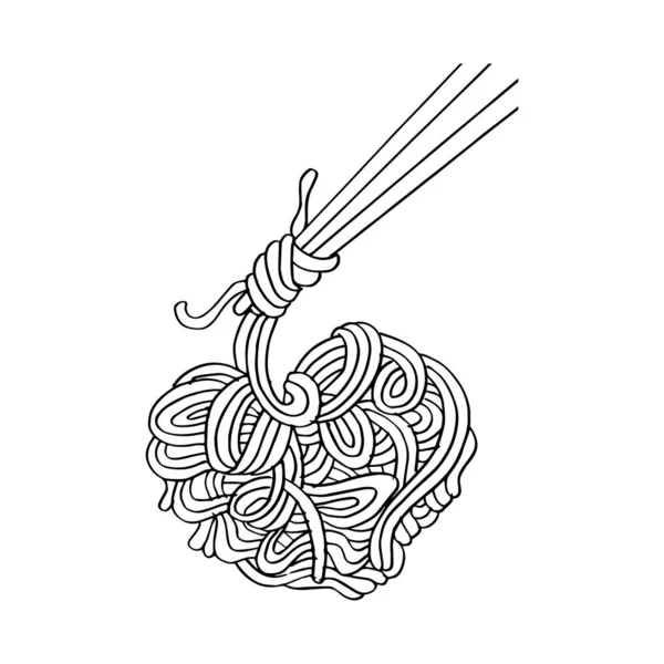Nouilles Amour Concept Nourriture Illustration Style Sommaire — Image vectorielle