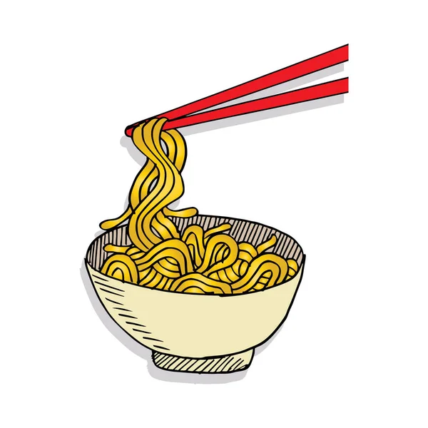Mão Desenhado Doodle Noodle Fundo — Vetor de Stock