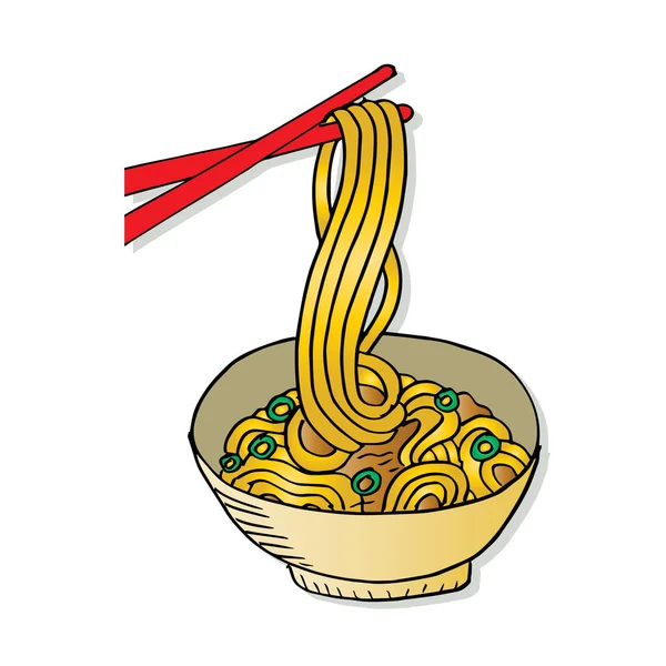 Χέρι Που Doodle Noodle Φόντο — Διανυσματικό Αρχείο