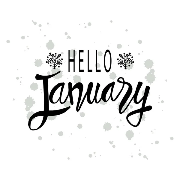 Ciao Gennaio Disegno Tipografico Calendario Biglietto Auguri Banner Poster — Vettoriale Stock