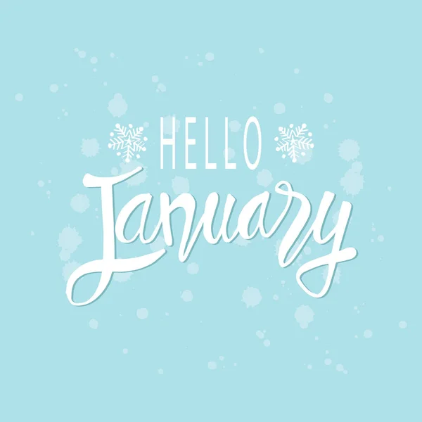 Hello January Typographic Design Calendar Greeting Card Banner Poster — Stock Vector