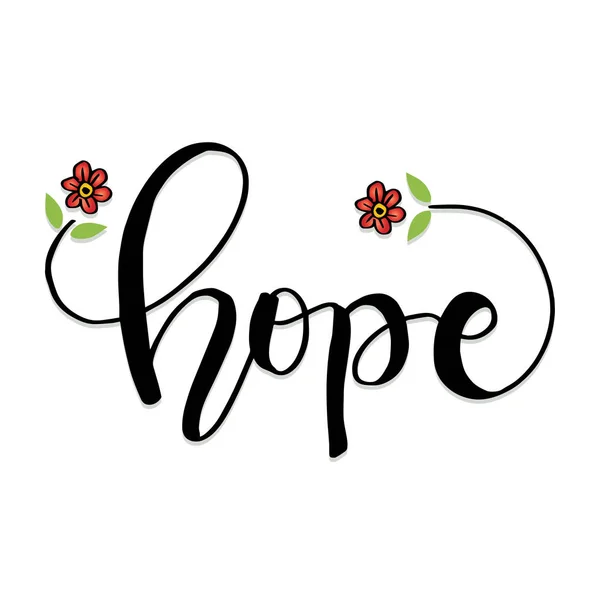 Ελπίδα Floral Σχέδιο Γραμμάτων Έννοια Του Slogan — Διανυσματικό Αρχείο