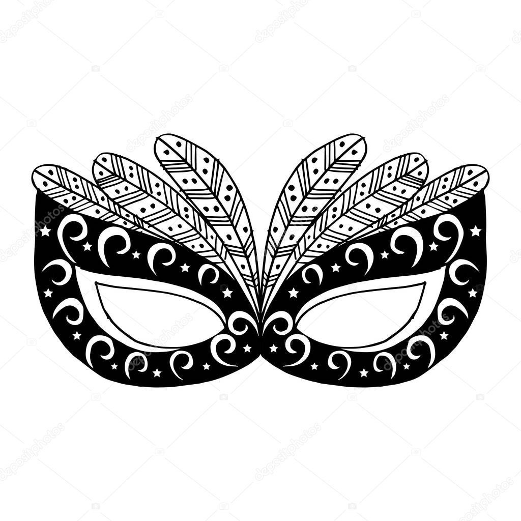 Carnival Mask and confetti of different colors