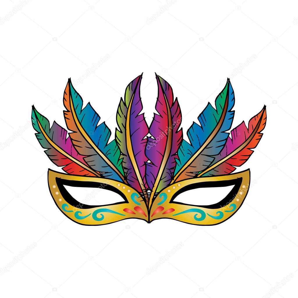 Carnival Mask and confetti of different colors