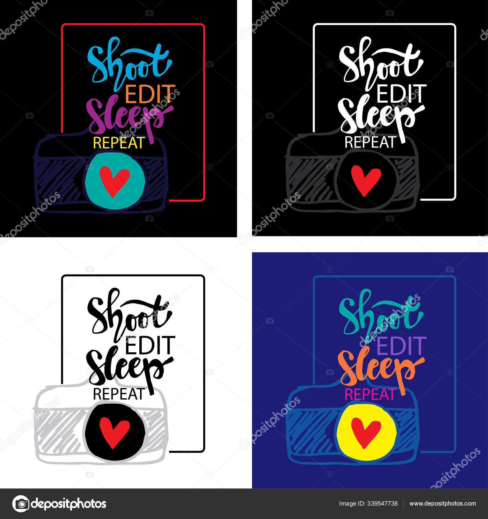 Shoot Edit Sleep Repeat Hand Drawn Typography Print Your Shirt Vector Image By C Handini Vector Stock