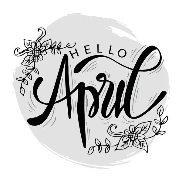 Hello April Üdvözlőlap Kézírás — Stock Vector