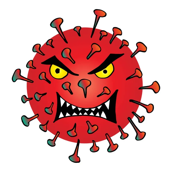 Corona Virus Bacteriën Stripfiguur — Stockvector