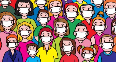 Tıbbi maskeli insanlar. Coronavirus kavramı 