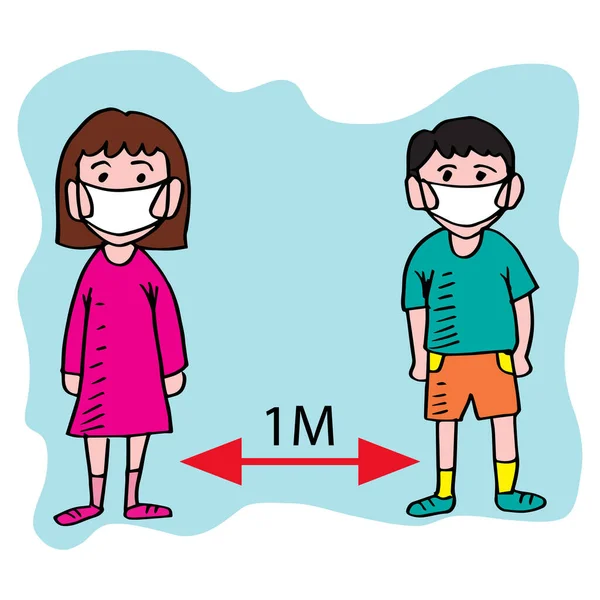 Distanciamiento Social Personas Que Mantienen Distancia Por Riesgo Infección Enfermedad — Vector de stock