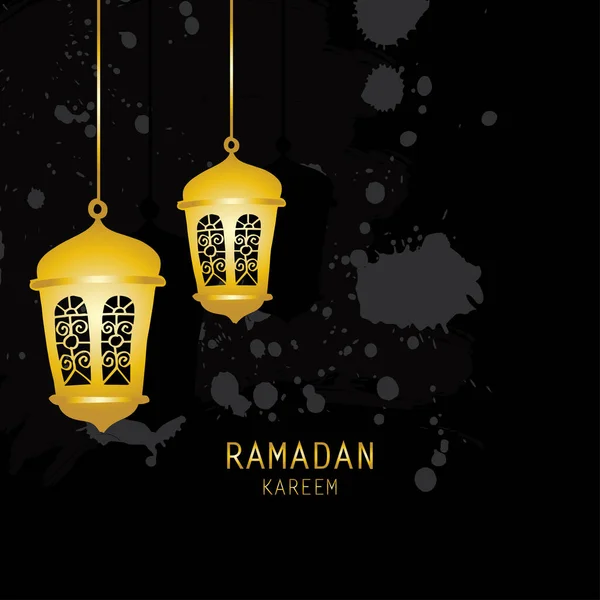 Ramadán Kareem Pozadí Závěsné Lampy — Stockový vektor