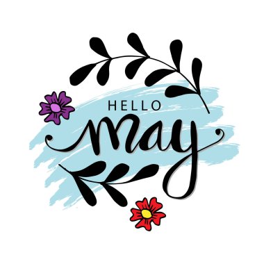 Merhaba May. El çizimi tasarım, hat sanatı.