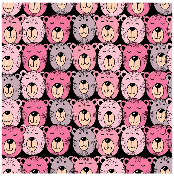 Cute Bear Seamless Pattern Background — Stock Vector