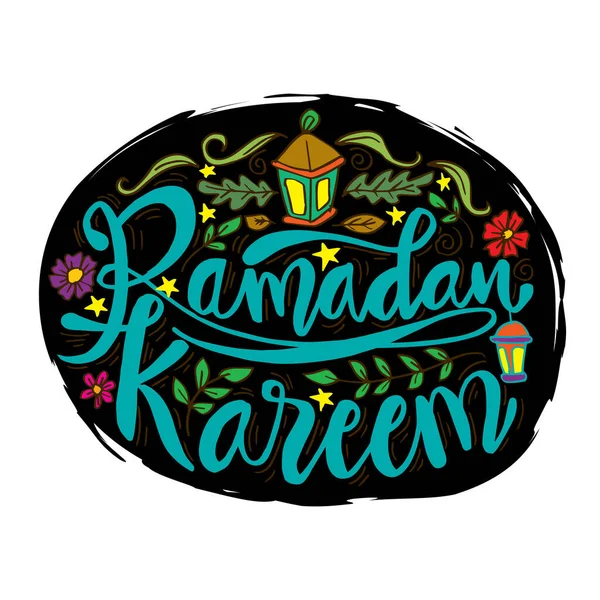 Ramadan Kareem Saluto Bella Lettering Stile Doodle — Vettoriale Stock