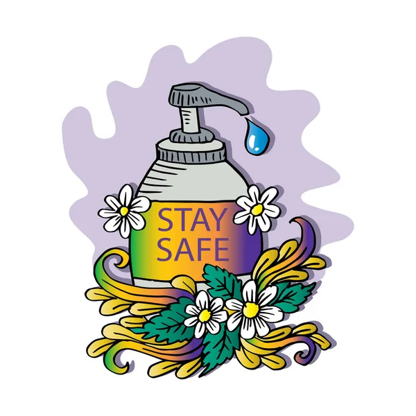 Stay Safe Lettering Slogan Concept Coronavirus Quarantine — Stock Vector
