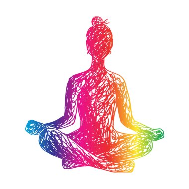 Lotus yoga pozunda oturan kız. 