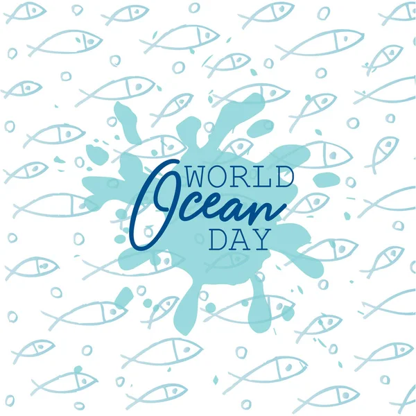Journée Mondiale Océan Poster Concept — Image vectorielle