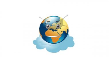 Antiviral tıbbi yüz maskesi ve taç takan bir dünya. Coronavirus Eğlence animasyonu. HD, 4K Animasyon Yeşil Ekran Video Görüntüsü. Covid 19