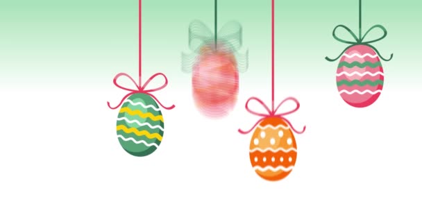 Congratulation Happy Easter Animated Footage Colored Easter Eggs Ribbons Move — Stock Video