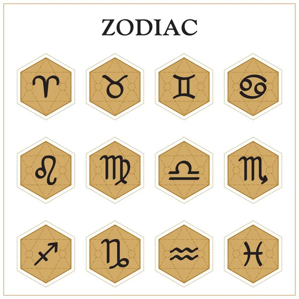 Zodiac ikonları. Zodyak işaretleri. Astrolojik işaretler beyaz arkaplanda izole edildi