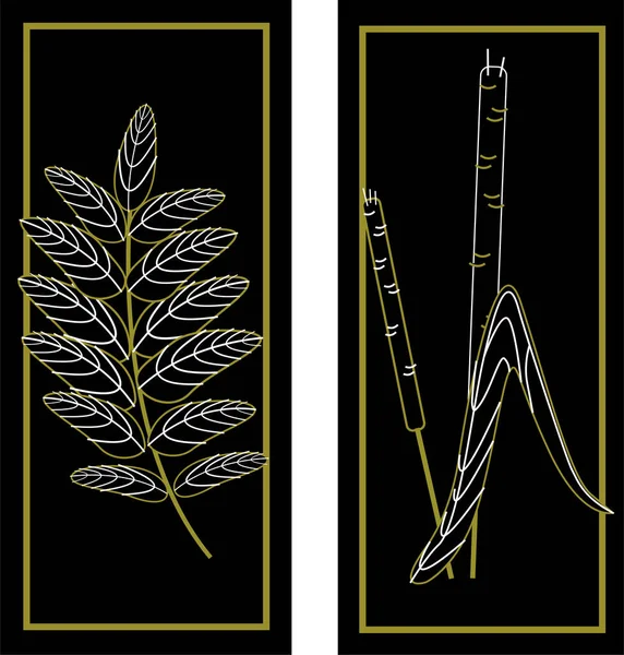 Diptych. Bitkiler. Yapraklı sopa ve sap.