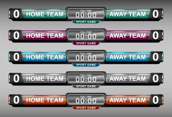 Scoreboard sport template per calcio e calcio — Vettoriale Stock