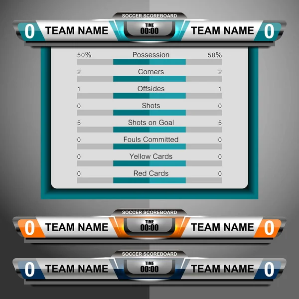 Anzeigetafel Sport Vorlage für Fußball und Fußball — Stockvektor