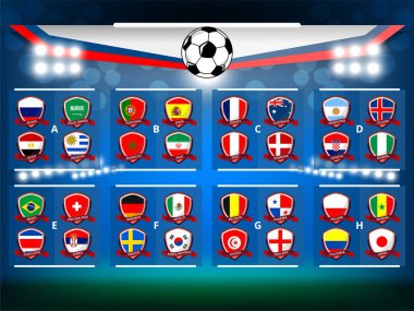 Vektör çizim grafik, çetele yayın ve alt Thirds şablon için futbol Dünya Turnuva Şampiyonası Rusya 2018
