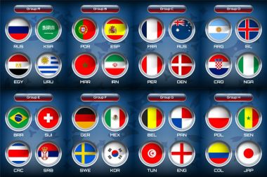 Ulusal bayrak Futbol Takımı Rusya Futbol Dünya Turnuva Şampiyonası 2018 için vektör çizim