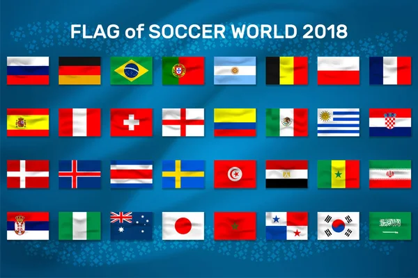 Ulusal bayrak Futbol Takımı Rusya Futbol Dünya Turnuva Şampiyonası 2018 için vektör çizim