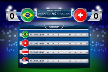Rusya'nın Dünya Futbol Turnuvası şampiyonluğu 2018 illüstrasyon grafik, çetele ve yayın alt Thirds şablon vektör