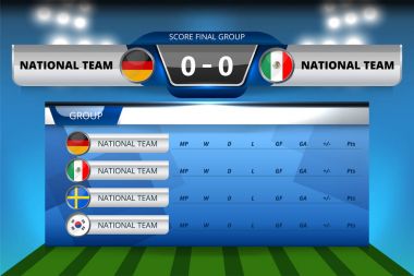 Rusya'nın Dünya Futbol Turnuvası şampiyonluğu 2018 illüstrasyon grafik, çetele ve yayın alt Thirds şablon vektör