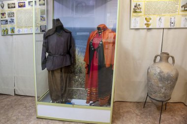 Taganrog, Rusya - 11 Ekim 2017: Kazı antik taş yapıları, evleri ve yapıları Tanais soyu tükenmiş şehir içinde Tanais, Unesco Dünya mirası siteleri Arkeoloji Müzesi