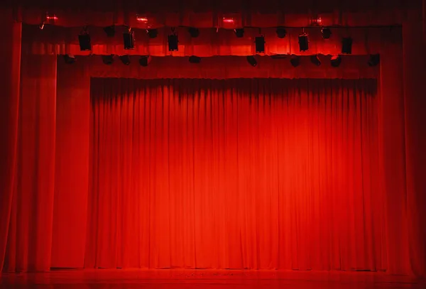 Bakgrunden Konsert Scen Röd Stil Bakgrundsbelysning Gardiner — Stockfoto