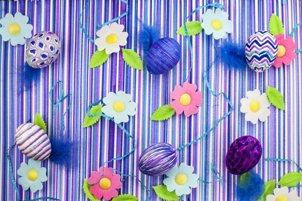 Easter Background Spring Flowers Easter Eggs — Stock Photo, Image