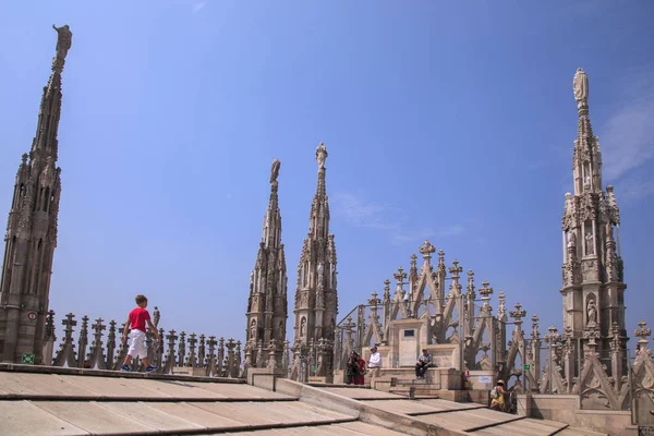 Milão Itália Julho 2017 Vista Aérea Piazza Del Duomo Catedral — Fotografia de Stock