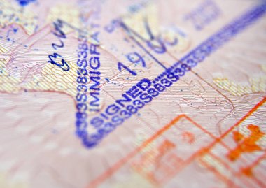 Vize pullar bir pasaport, arka plan, yakın çekim