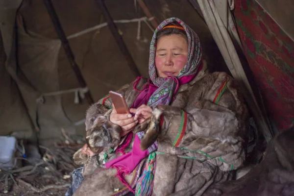 O extremo norte, Yamal, o passado do povo Nenets, a habitação — Fotografia de Stock