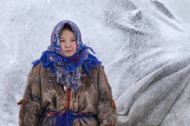 En kuzeyde Yamal, ren geyiği yetiştiricisi yardımcısı.