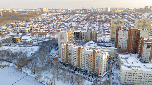 Rostov-on-Don, Russia, February 9, 2019: Rostov on Don, Northern district, Aerial view