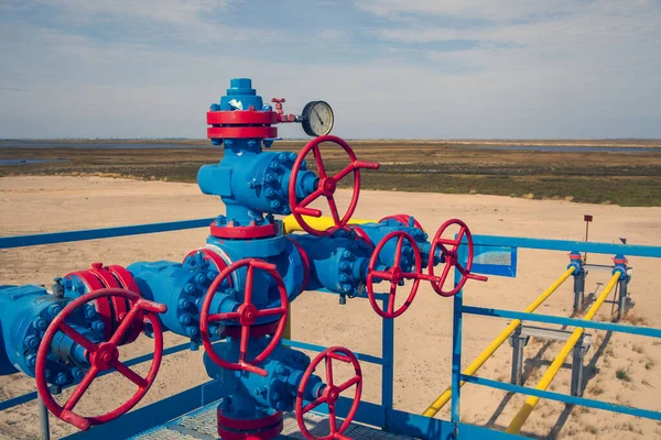 Petróleo Indústria Gás Cabeças Poço Grupo Armadura Válvula Válvula Gás — Fotografia de Stock