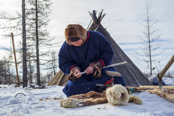 Moradores Extremo Norte Pasto Povo Nenets Habitação Dos Povos Norte — Fotografia de Stock
