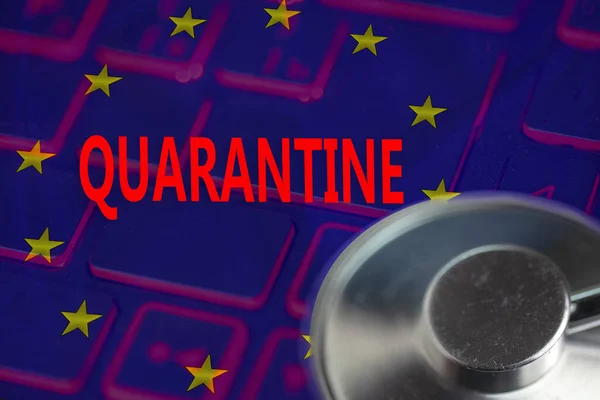 코로나 바이러스 격리의 Covid Background European Union Inprint Quarantine — 스톡 사진