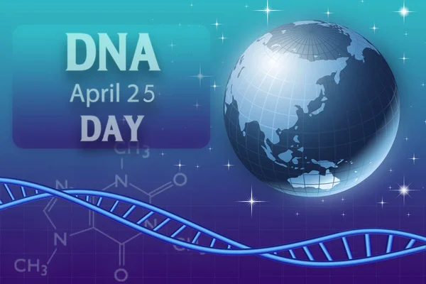 April Internationaler Dna Tag Dna Molekül Auf Abstraktem Blauen Hintergrund — Stockfoto