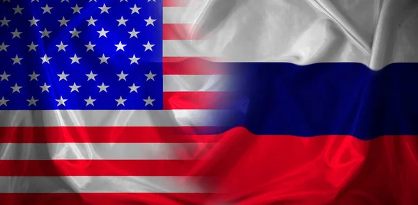 Конфронтація Співпраця Між Двома Державами Прапор Уси Російський Прапор — стокове фото