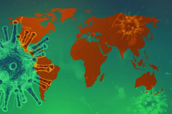 Whole World Covered Virus Covid Infection Marked World Map 2020 — Stock Photo, Image